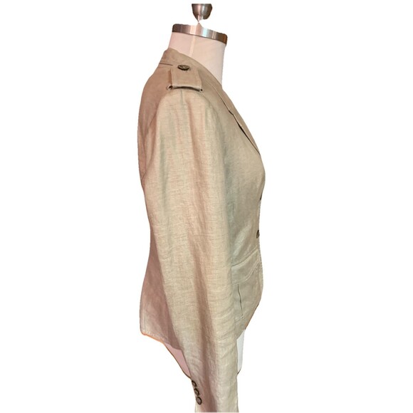 Vintage The Limited Linen Blazer Jacket Medium Career Khaki Epaulettes Peplum - Picture 4 of 14